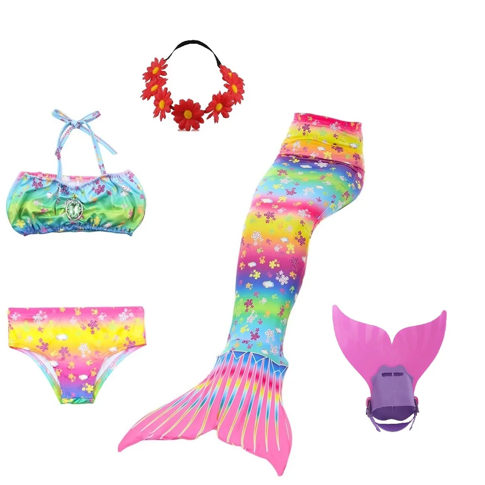 Купальный костюм для мальчиков зеленый хвост русалки Моноласты девочек монофина
