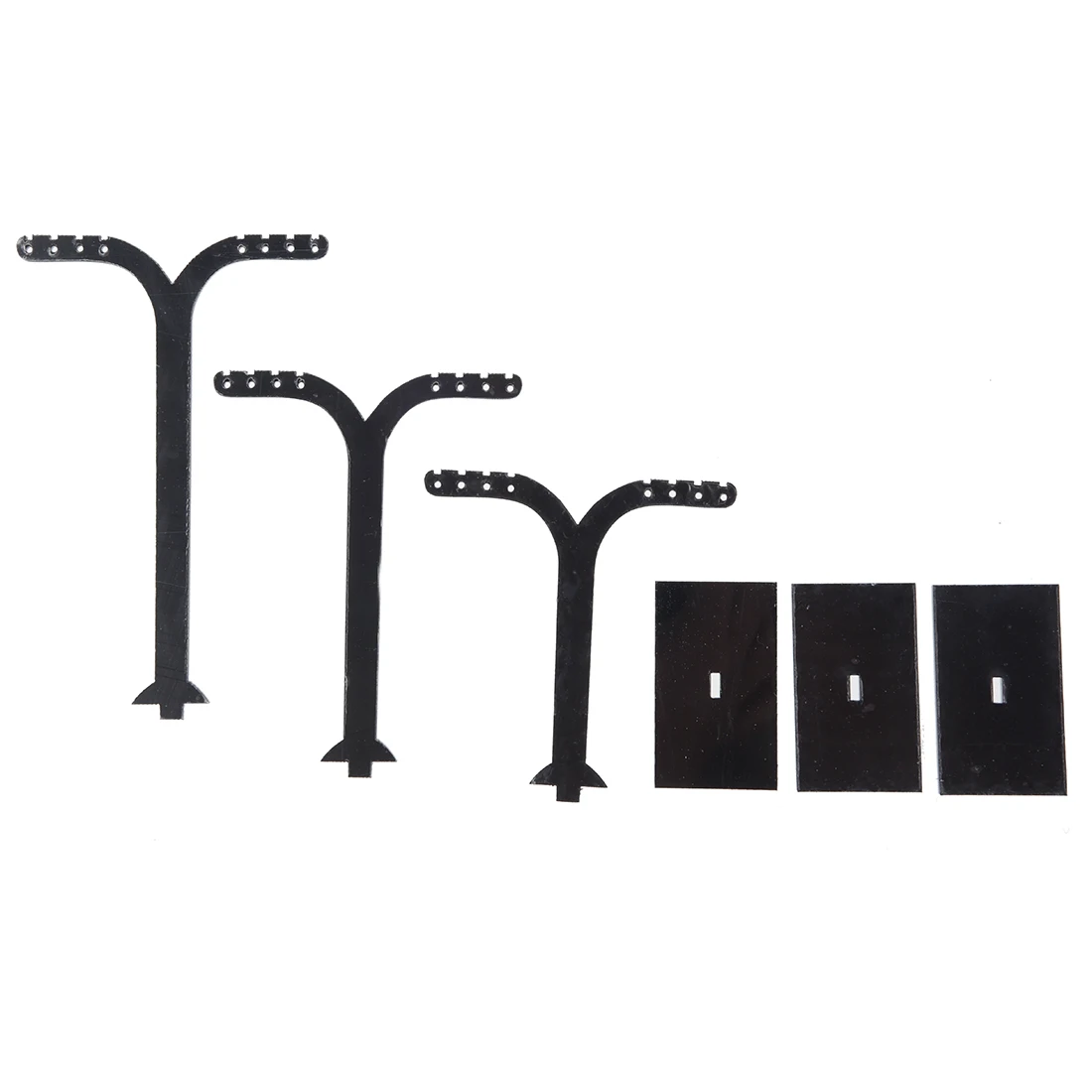 3 съемных черных и акриловых серьги с поддержкой дисплея.|Упаковка стойки для