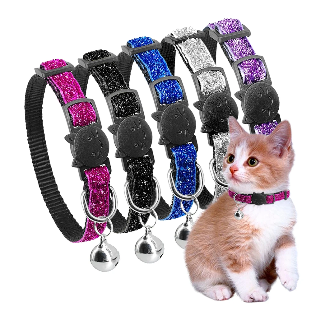 

Quick Release Cat Collar Nylon Kitten Collars For Small Pets Kitten 1cm Width Cat Accessories Red Black