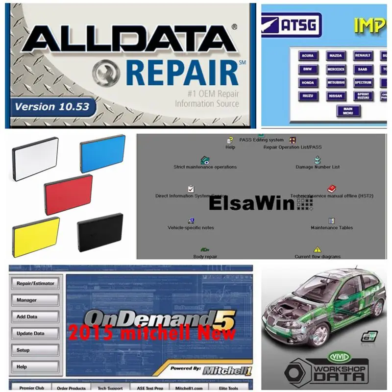 2020 Alldata автосервис программного обеспечения 10 53 Mit/chell OD5 2015V с ATSG ElsaWin Vivid данных
