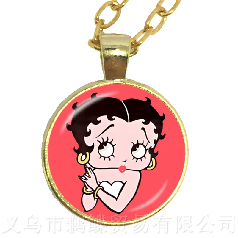 Новое поступление 2018 серия Betty Boop 25 мм круглый стеклянный кабошон ожерелье ручной
