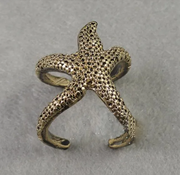 Кольцо на палец в стиле ретро бронзовое золотое из сплава|starfish ring|finger ringring bronze |