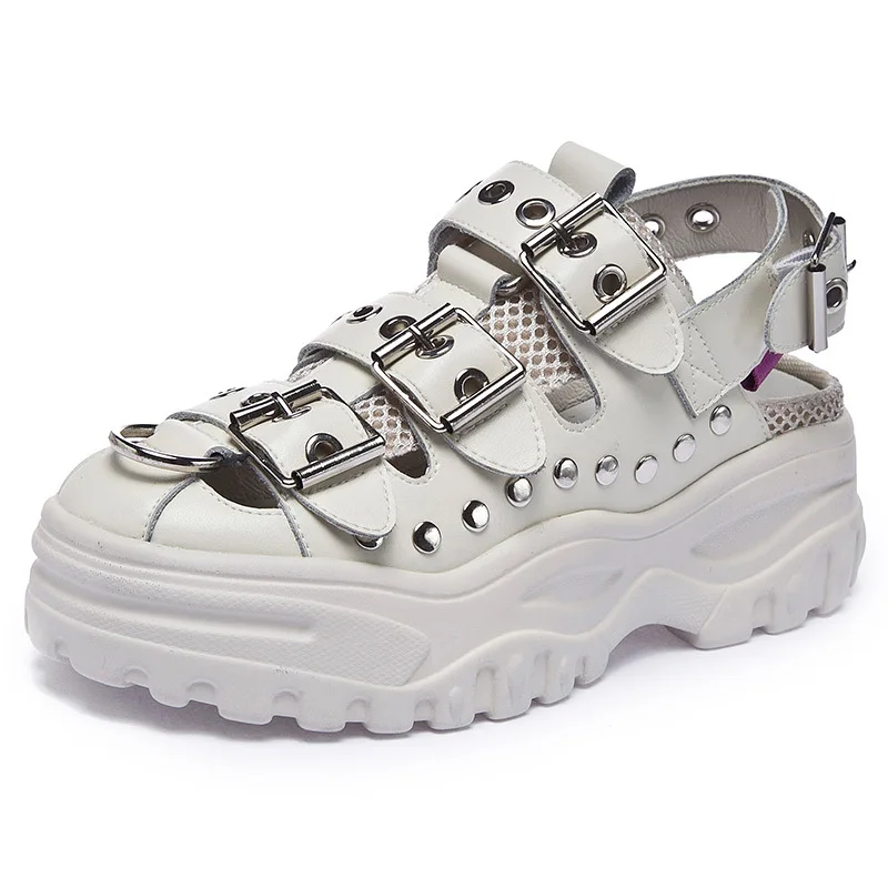 Женские босоножки с заклепками Koovan летние сандалии из натуральной кожи