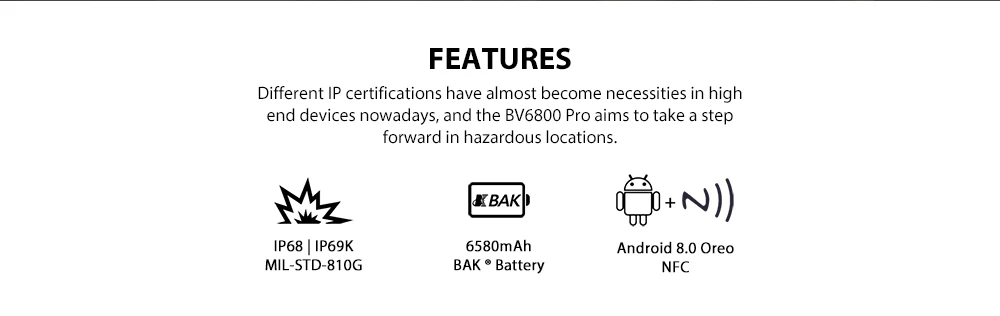Blackview BV6800 Pro, 5,7 дюймов, смартфон, водонепроницаемый, Беспроводная зарядка, 4 Гб+ 64 ГБ, две sim-карты, 18:9, 6580 мАч, аккумулятор, 4G, NFC, мобильный телефон