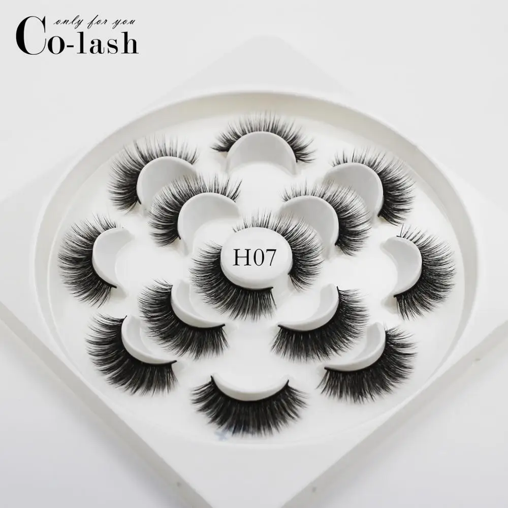 Colash 7 пар 3D норковые Накладные ресницы с широким крестом пушистые 22 мм-25 мм Накладные ресницы ручной работы инструменты для макияжа глаз