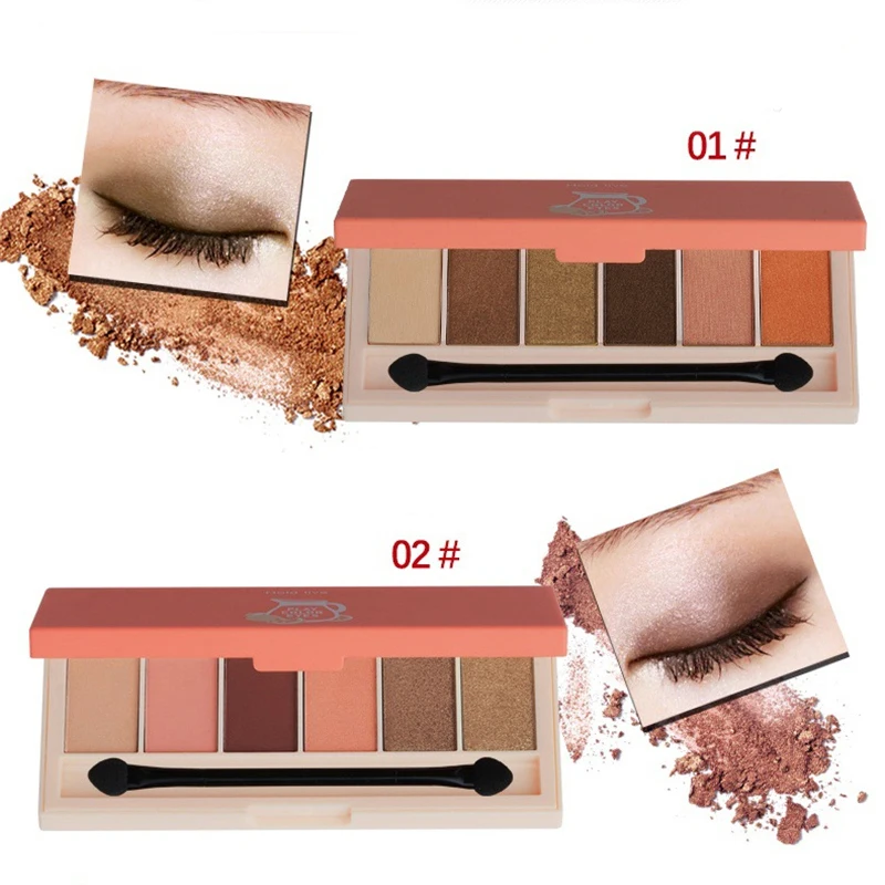 Палитра теней для век Hold Live 6 цветов набор гламурных матовых Smokey Шиммер пигмент