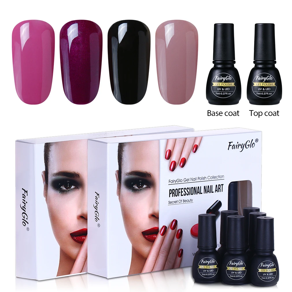 Набор для маникюра FairyGlo, 7 мл, 6 шт./лот, сделай сам, подарок с коробкой, УФ светодиодный гель для ногтей, замачиваемый, полупрозрачный Гель-лак для ногтей, Гибридный Гель-лак, набор - Цвет: 008