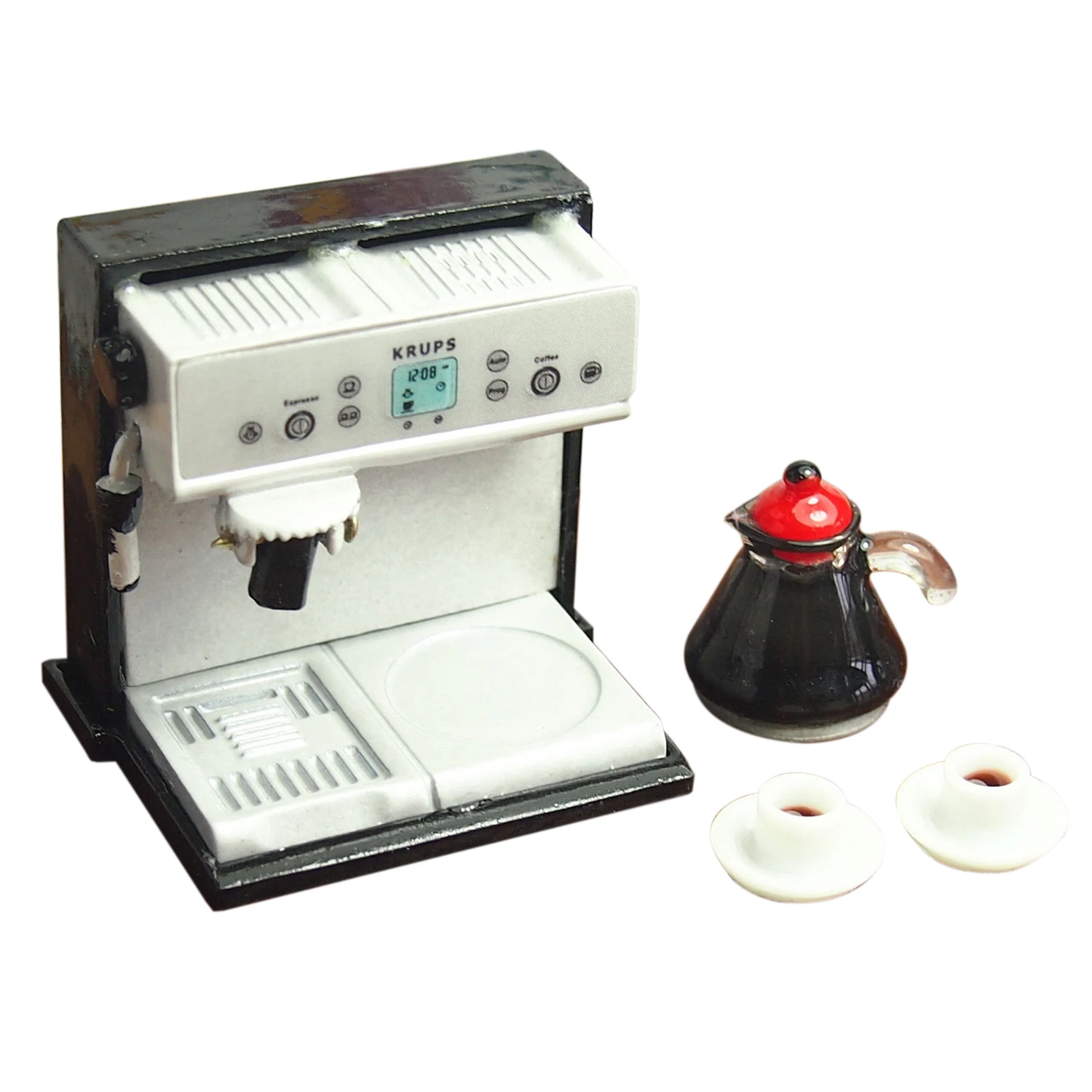 

FBIL-Dollhouse Miniature Kitchen Metal Expresso Coffee Machine with Coffee