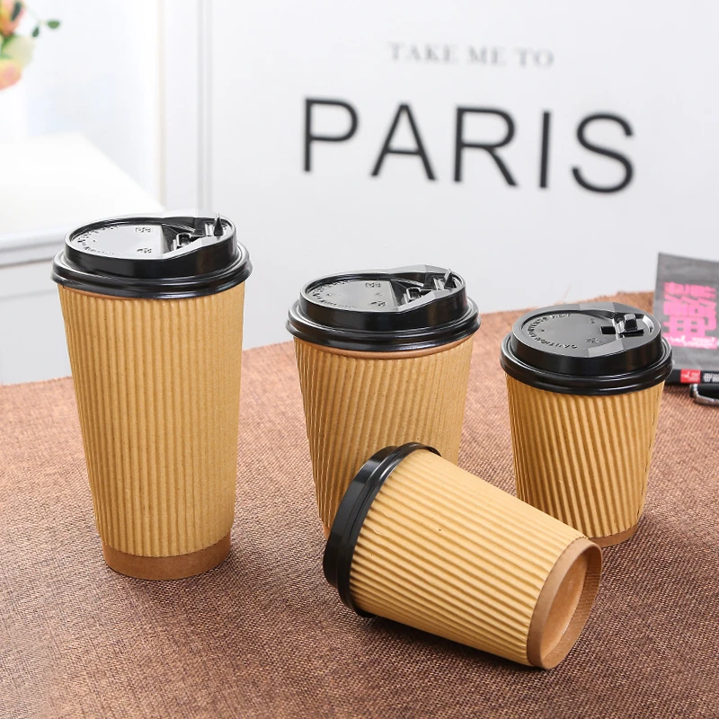 100 шт. желтая крафт бумага однослойная кофейная чашка одноразовая бумажная для