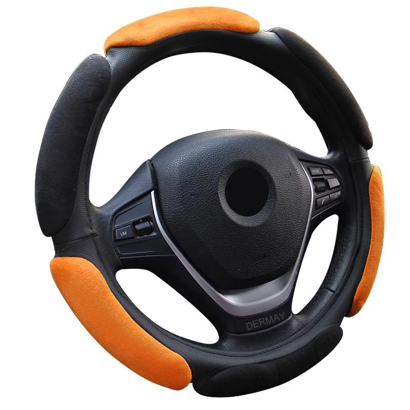 Нескользящий чехол на руль с 3D дизайном/Флокирование clothcar Оплетка на руль диаметром 38 см для 95% автомобиля