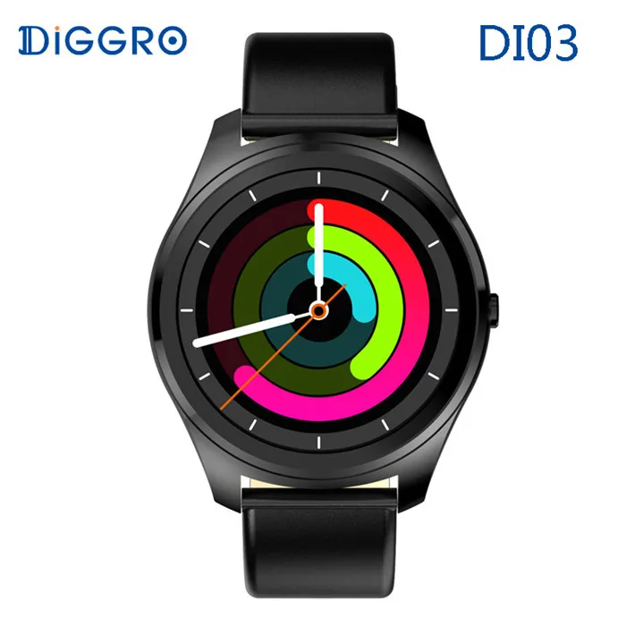 black leather Diggro DI03 Смарт-часы Bluetooth 4,0 MTK2502C IP67 Водонепроницаемый сердечного ритма напоминатель отправить смс Смарт-часы с шагомером для IOS и Android - Цвет: black leather
