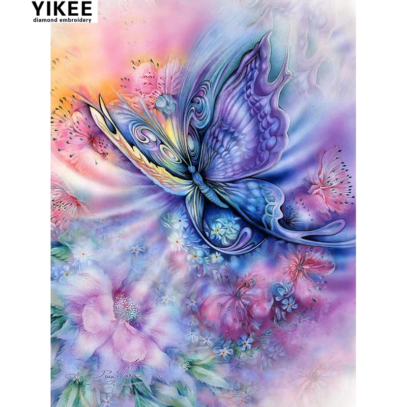 

YIKEE 5d painting butterfly diamond Cartoon Full Drill Diamond Embroidery Sale Handmade Wall Decor Mosaic Crystal h306