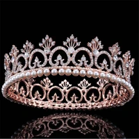 bride headdress rose gold crown headband baroque bridal tiaras jewelry princess diadem for women prom wedding hair accessories