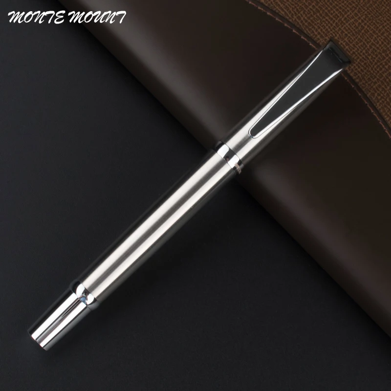 stainless steel Luxury Silver Rollerball Pen Smooth Metal Ballpoint for Student School Supplies Free Shipping | Канцтовары для