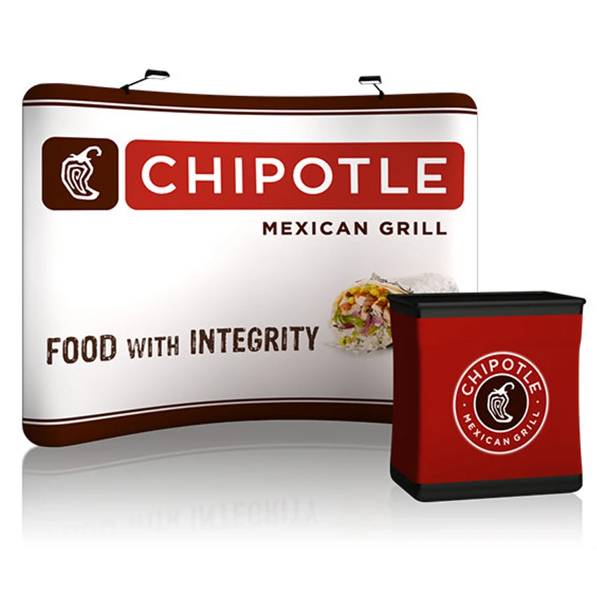 

10ft Portable Curved Tension Fabric Trade Show Display Booth Pop Up Banner with Custom Graphic #1