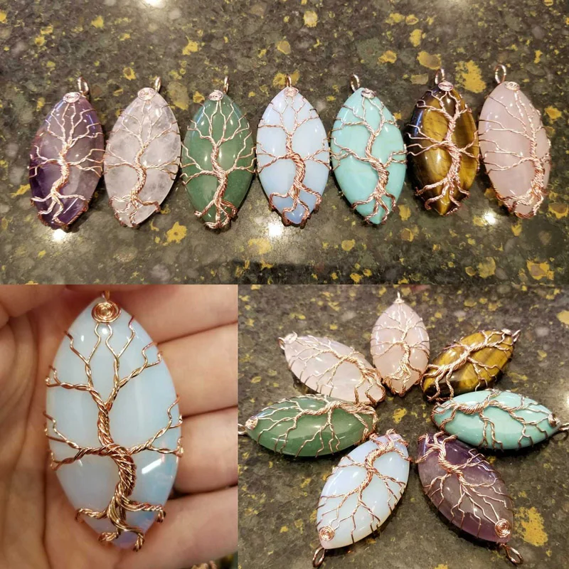 Ожерелье с подвеской в виде дерева жизни конским глазом натуральный камень