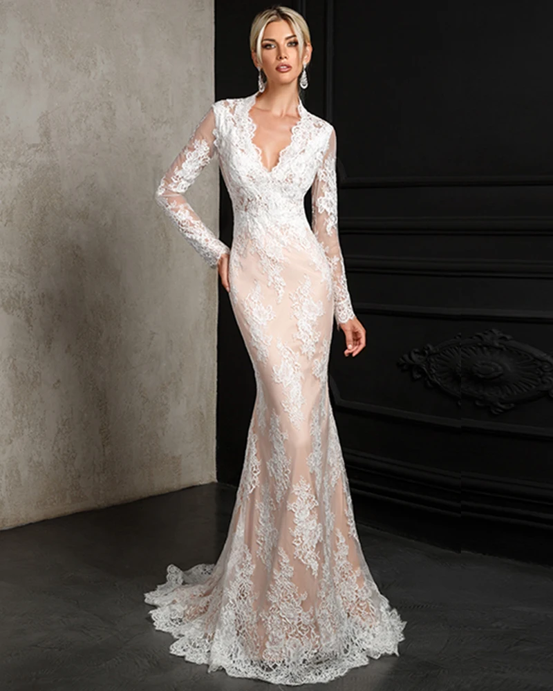 Brautkleid свадебное платье с длинными рукавами и русалочкой Роскошное винтажное Vestido