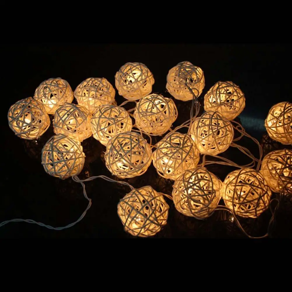 Гирлянда с белым ротанговым шариком светодиодная гирлянда 20 шт. новогодний декор