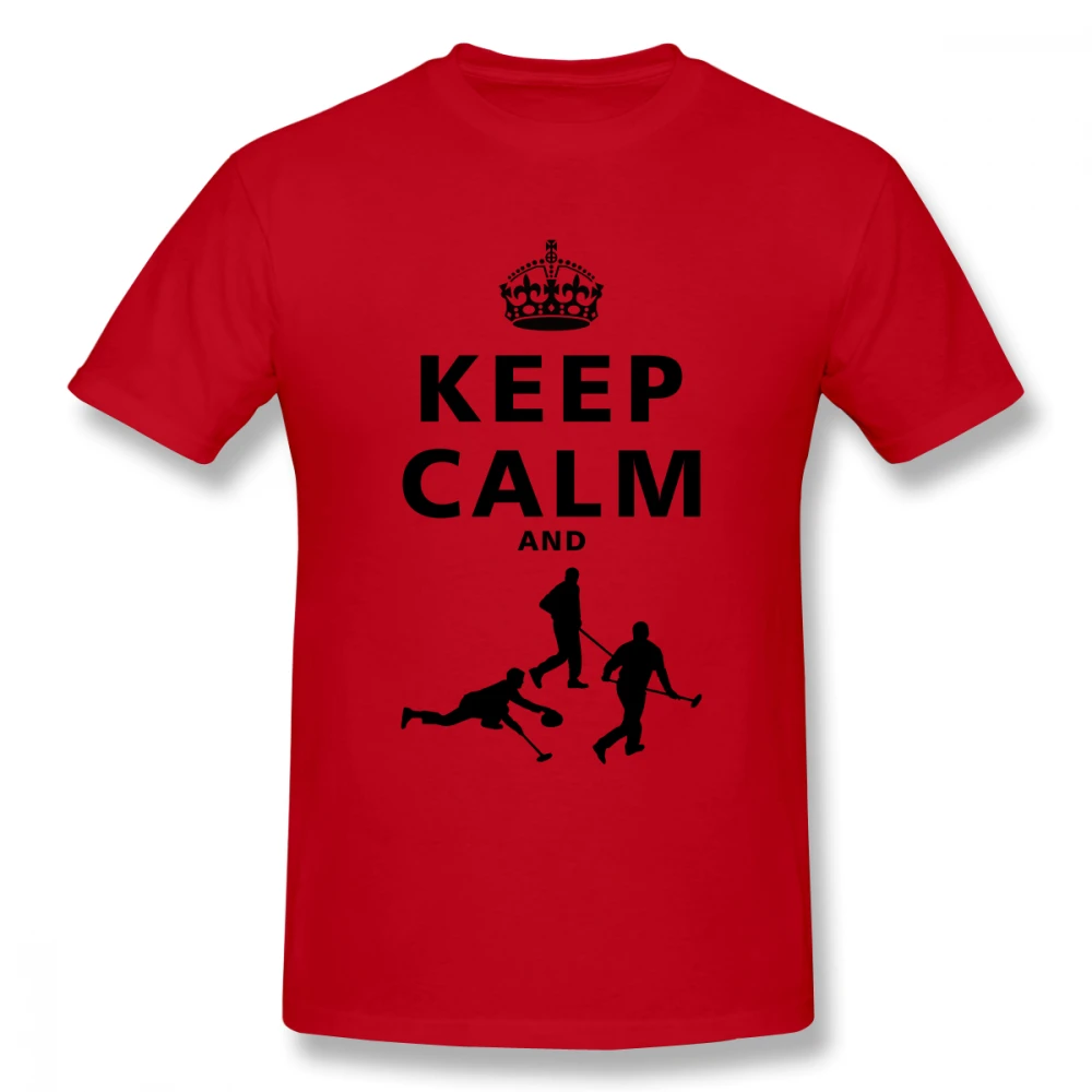 Keep Calm Play Curling Men's Short Sleeve T Shirt Handmade Classic Tee for man | Мужская одежда