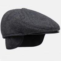 ht1852 men cap hat classic autumn winter hat vintage flat beret cap warm ivy newsboy cap casual earflap dad hat berets for men