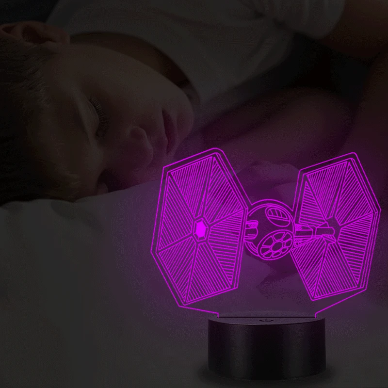 VCity TIE Fighter 3D лампа освещение светодиодный USB Ночная Атмосфера свет многоцветный Luminaria настольная лампа подарки для кинофанатов светодиодный RGB светодиодный