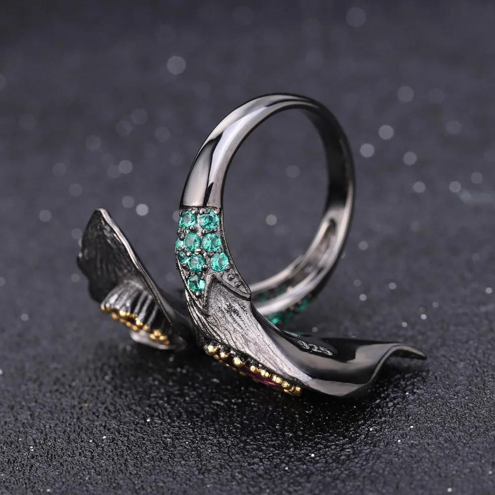 GEM'S BALLET 1.08Ct натуральный аметист Калла цветок лилии кольцо ручной работы дизайн 925 пробы Серебряное регулируемое кольцо для женщин Bijoux