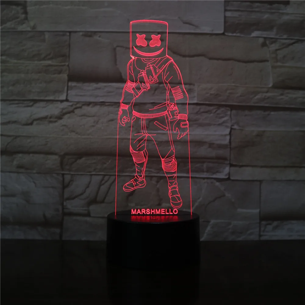 Marshmello, кожа, фигурка, Led, новинка, Ночной светильник, детский домашний декор, детская игра, 3D лампа, зефир, битва, королевская игра, 33047161527