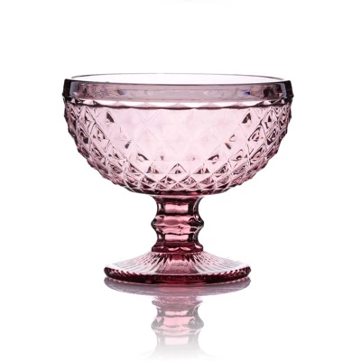Diamond pink HOUSEEYOU 4 цвета старомодный гравировальный стеклянный стакан для мороженого, салат, фрукты, десерт, миски, тарелка для закусок, блюда для дома, ресторана, бара - Цвет: Diamond pink