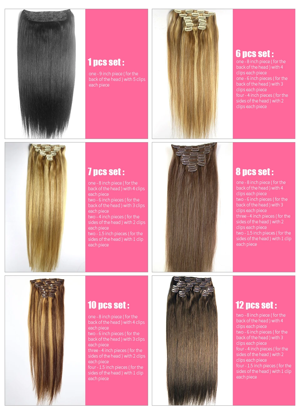 ZZHAIR 80 г 100 г 1" 18" 2" Искусственные волосы одинаковой направленности волос один кусок набор 5 зажимов в человеческие волосы для наращивания 1 шт Натуральные Прямые