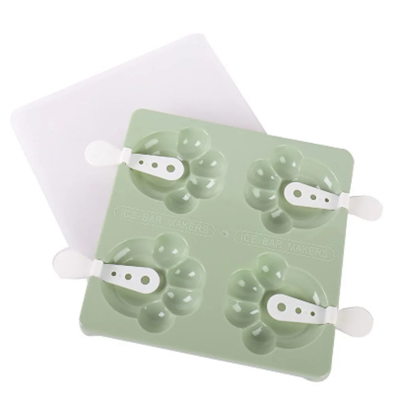 Green Cat Claw Льда формы для крема 4 отверстия морозильник кошка коготь клубника Сакура ребенок несколько форм эскимо с палочками Diy Мороженое Ванна инструмент - Цвет: Green Cat Claw