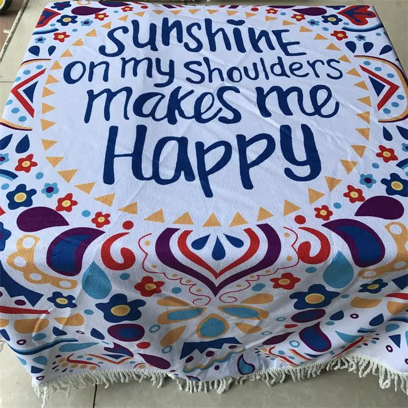 Пляжное полотенце из микрофибры материал Happy Sunshine Богемия Индия Мандала одеяло