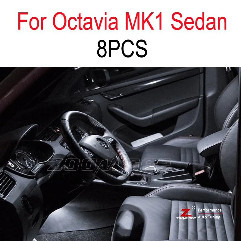 MK1 Sedan - 8PCS Идеальные белые светодиодные с Canbus лампы Интерьер Купол Карта огни лампы Комплект для шкода Октавия 1 2 3 MK1 MK2 MK3 седан Combi(1996 - Испускаемый цвет: MK1 Sedan - 8PCS