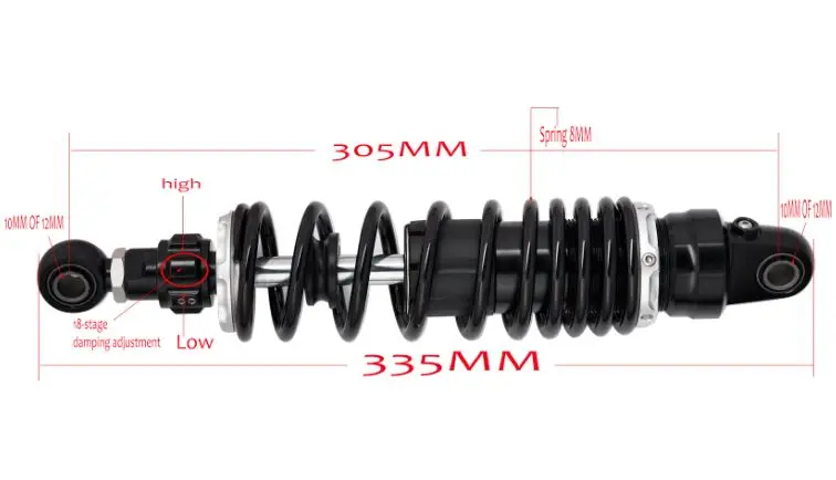 Азотные амортизаторы 8 мм пружина 305 310 320 для мотоциклов Honda Yamaha Suzuki Kawasaki кроссовки
