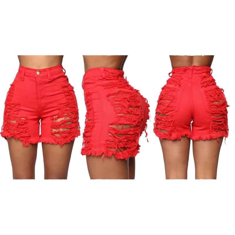Женские потертые джинсовые шорты Adogirl однотонные повседневные Прямые с бахромой