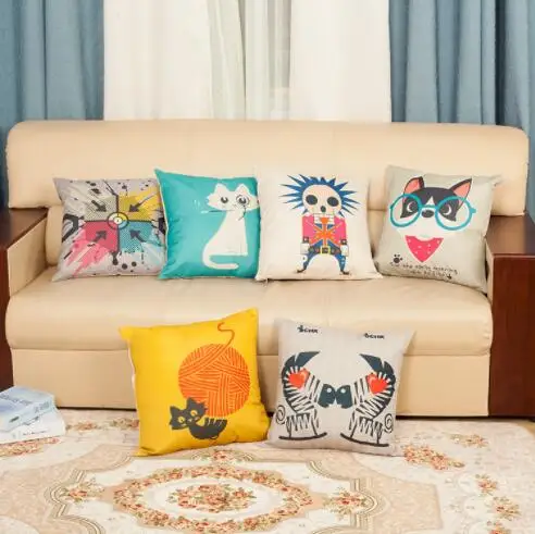 

Square Linen Cartoon Animal Cushion Cover Pillow Cases Patterned Sofa/Home Decor Pillowcase