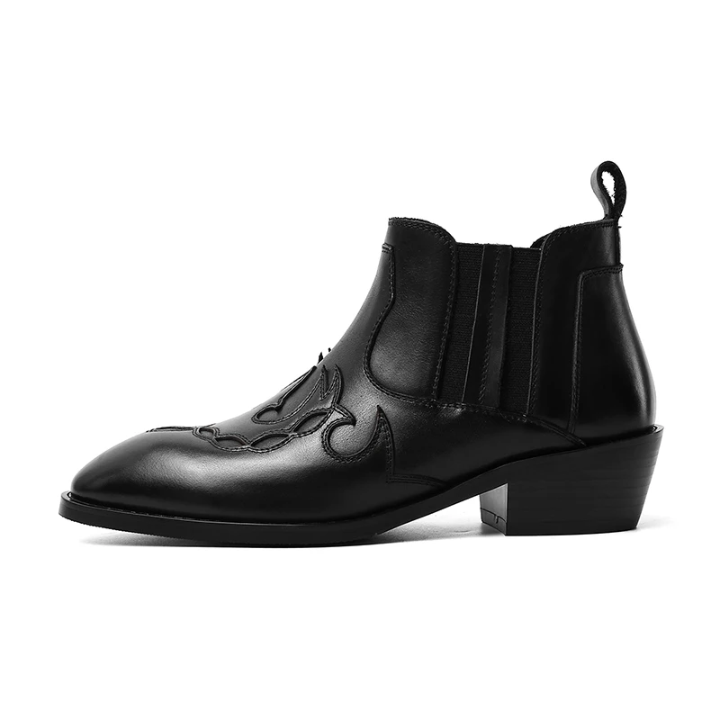 ISNOM/ботильоны в западном стиле; женские ковбойские пинетки из натуральной кожи; модная эластичная обувь; женская обувь с квадратным носком; сезон осень; коллекция года