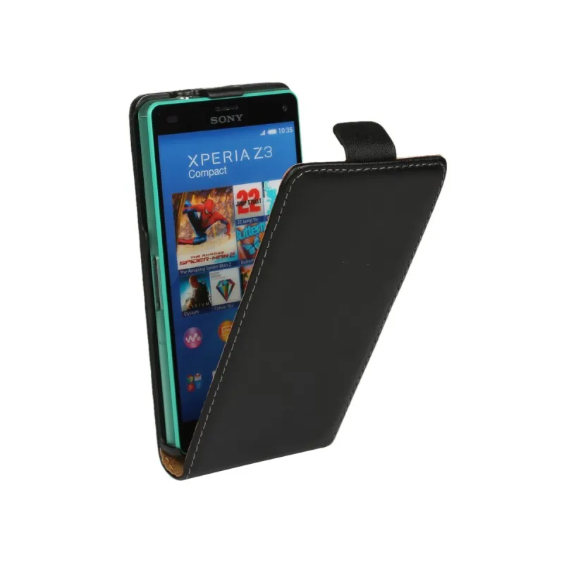 Для sony Xperia Z3 компактный чехол-книжка для sony Z3 Compact Coque D5803 D5833 ультратонкий кожаный чехол-кошелек Funda Capa Etui - Цвет: black