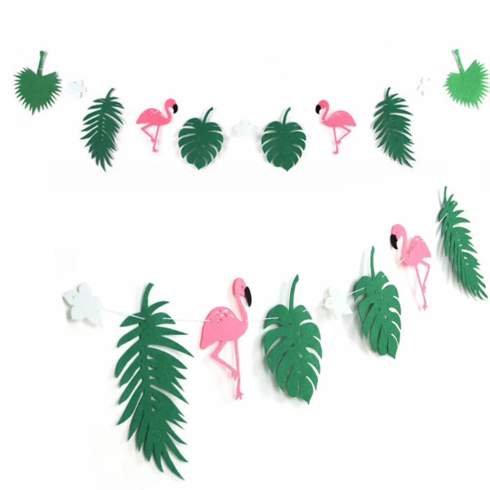 

Flamingo and Coconut Leaves Paper Garland Banner Bunting for Summer Party Tropical Luau Hawiian Party Birthday Wedding Decor