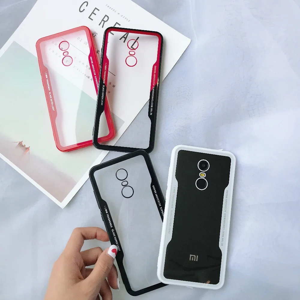 Redmi Note 4 5 4x Acrylic Glass Protective Phone Case For Xiaomi 8 5x 6x TPU Frame Hard Back Cover Max 2 Mix 2S | Мобильные телефоны