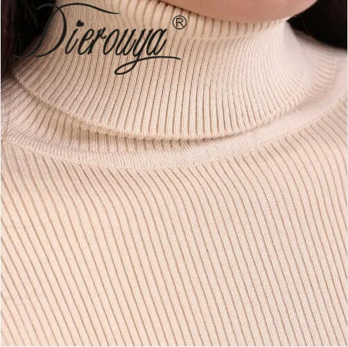 turtlenecks winter 2020 korean women's pullover slim medium-long turtleneck sweater thickening femme knitting | Женская одежда