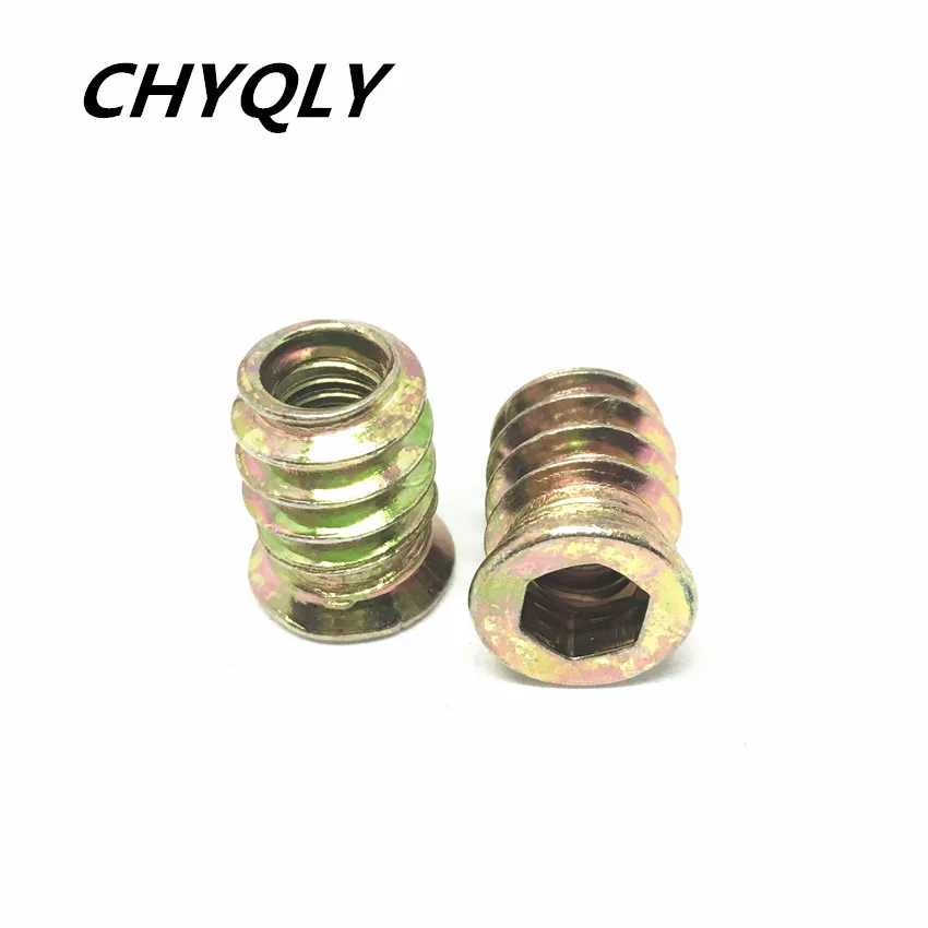 20pcs M6 M8 10 Inside and Outside Teeth Embedded Alloy Hex Nut Wood Furniture Trapezoidal Nuts | Обустройство дома