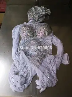 Новый Модный Блестящий черный комбинезон Стразы наряд блестящий сексуальный