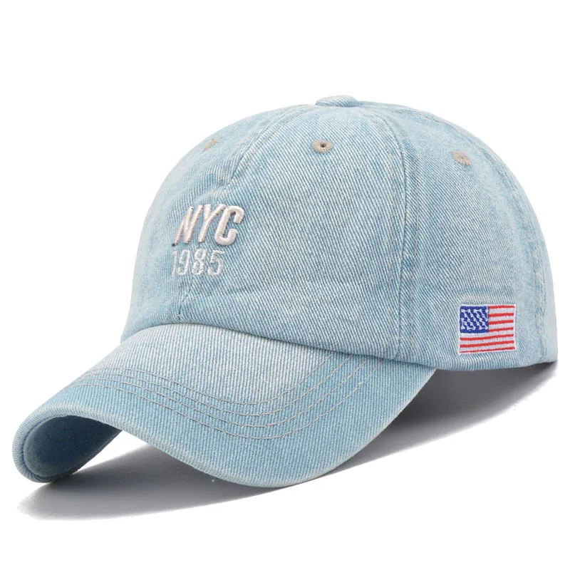 

New Brand NYC Denim Baseball Cap Men Women Embroidery Letter Jeans Snapback Hat Casquette Summer Sports USA Hip Hop Cap Gorras