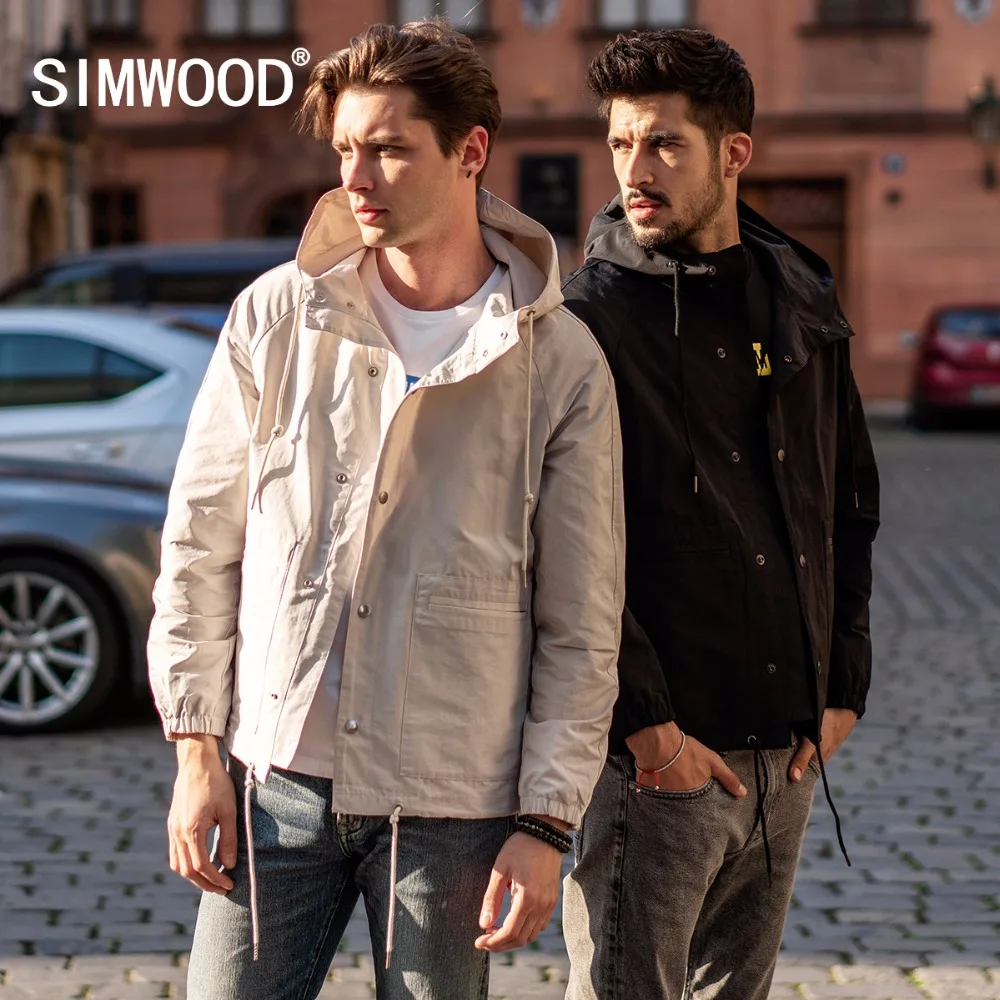 Мужская приталенная куртка SIMWOOD модная брендовая черная повседневная тонкая