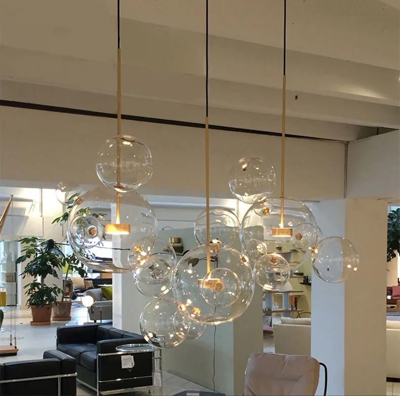 Glass Bubble Ball Modern LED Chandelier Nordic Decor Sphere Dining Room Bedroom Kitchen Island Restaurant Lamp | Освещение