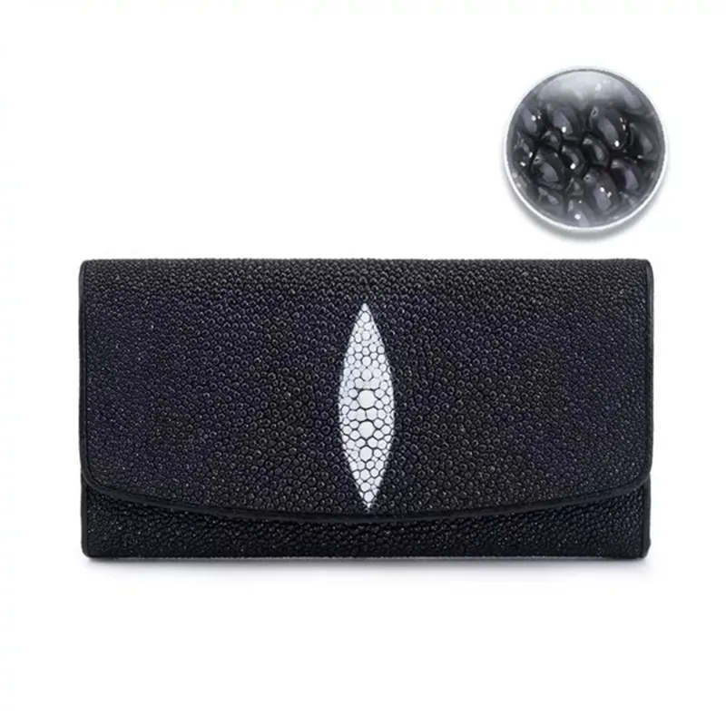 Модный Блестящий дизайнерский настоящая кожа ската кожаный женский длинный