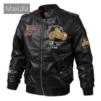 maxulla winter mens leather jacket casual men faux leather coats male embroidered motorcycle leather jackets biker pu coats 5xl