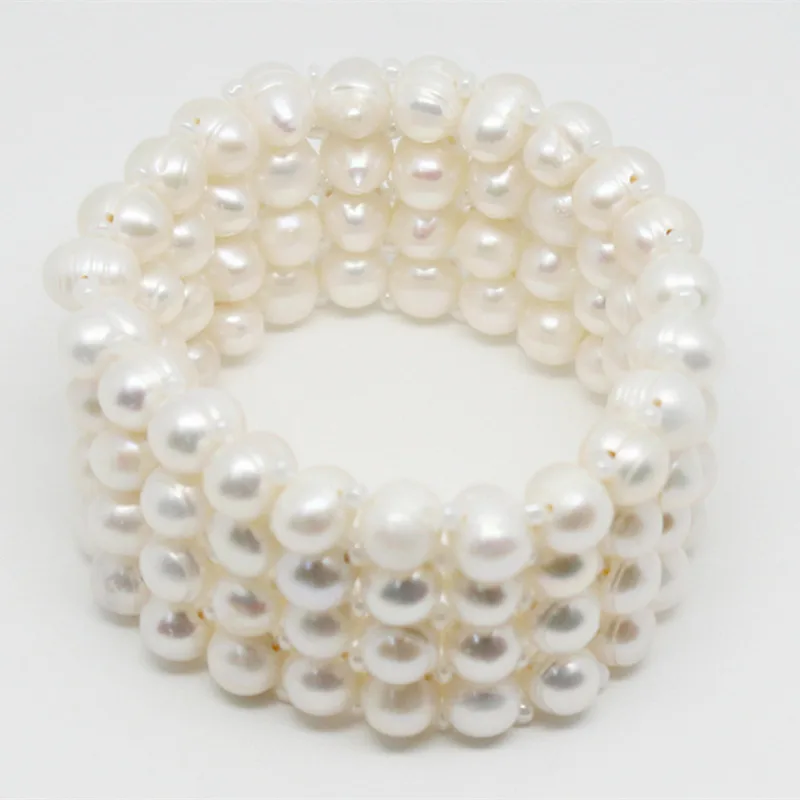 

Оригинальный модный многорядный браслет в стиле ретро, натуральный неправильной формы, браслет с жемчугом, Модный Эластичный браслет для ж...