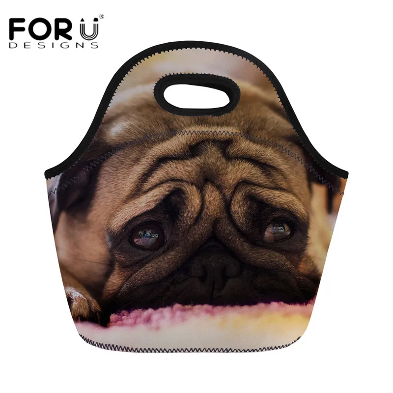 FORUDESIGNS милые 3D Животные Мопсы собака Сумочка для ланча Женская Термальная
