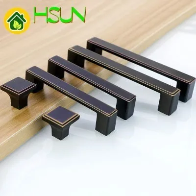 

European Simplicity Cupboard Wardrobe Drawer Handle Black Bronze Zinc Alloy Hardware Furniture Parts Chinese Handle Pull Knob